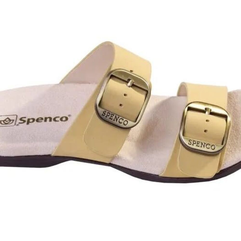 WACO Spenco Crista Slide Sandals Orthotic Buckle Yellow Leather NEW Size 7 Wide